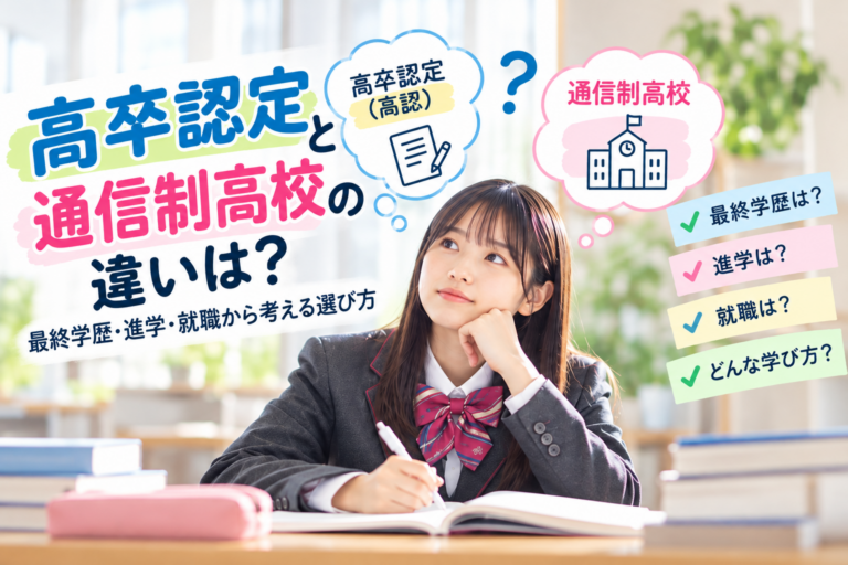 高卒認定と通信制高校の違いとは？🤔最終学歴・進学・就職を徹底比較